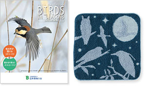 日本野鳥の会オリジナルグッズ「卓上カレンダー2026」と「今治タオルハンカチ・よるの野鳥」