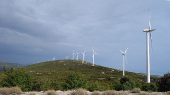 エクスカーション時にみた、シベニク郊外の風力発電施設